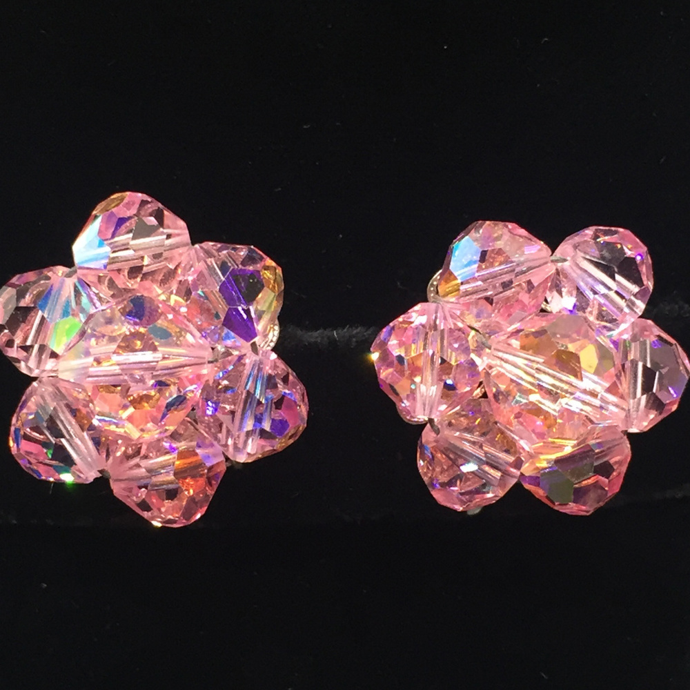 Fabulous Vintage Pink Crystal Earrings